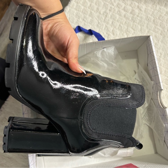 Call It Spring Shiny Black Heeled Boots - Picture 1 of 3